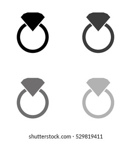 Diamond ring -  black vector icon