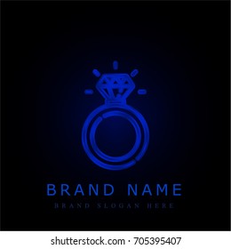 Diamond ring blue chromium metallic logo