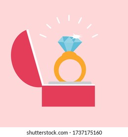 Diamond Ring  with box  vector