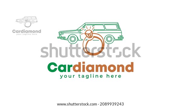 Diamond ring car logo\
design. vector