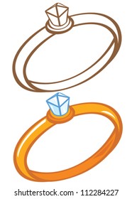 Diamond ring. Color and contour illustration