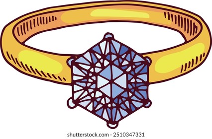 Diamond ring color line icon. Engagement symbol