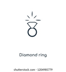 Diamond ring concept line icon. Linear Diamond ring concept outline symbol design. This simple element illustration can be used for web and mobile UI/UX.