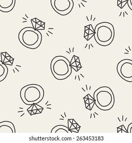 Diamond Ring Doodle Drawing  Seamless Pattern Background