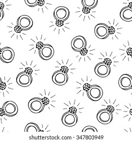 Diamond ring doodle drawing seamless pattern background