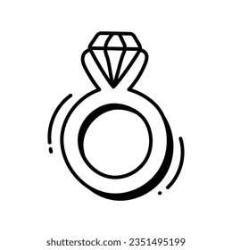 Diamond ring doodle Icon Design illustration. Business Symbol on White background EPS 10 File