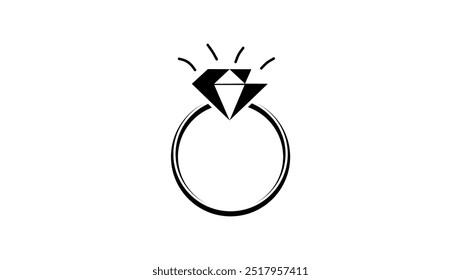 diamond ring emblem, black isolated silhouette