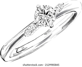 diamond ring engagement ring outline