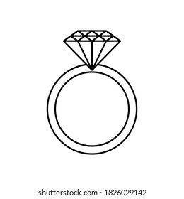 Diamond ring for engagement ring or wedding ring icon vector