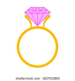 Diamond ring for engagement ring or wedding ring icon vector