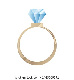Diamond ring flat icon. Engagement or wedding symbol. Jewelry design.