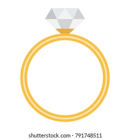 Diamond ring flat icon, valentines day and romantic, jewel sign vector graphics, a colorful solid pattern on a white background, eps 10.