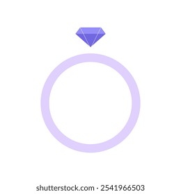 Diamond Ring In Flat Vector Illustration Symbolizing Engagement, Love, And Commitment, Isolated On White Background