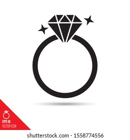 Icono de glifo de anillo de diamante. Ilustración vectorial de símbolo de riqueza y éxito.
