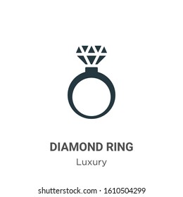 Diamond ring glyph icon vector on white background. Flat vector diamond ring icon symbol sign from modern luxury collection for mobile concept and web apps design.