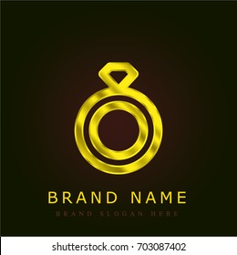 Diamond ring golden metallic logo