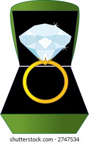 Diamond Ring in a green jewelry box