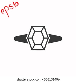 Diamond ring grey icon.