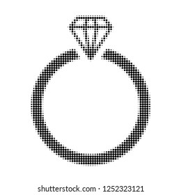 Diamond ring halftone dotted icon. Halftone array contains circle elements. Vector illustration of diamond ring icon on a white background.