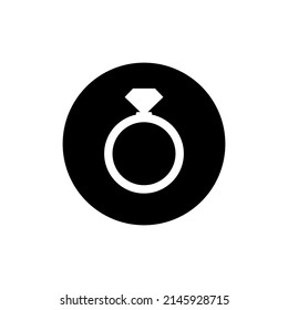 Diamond ring icon in black round