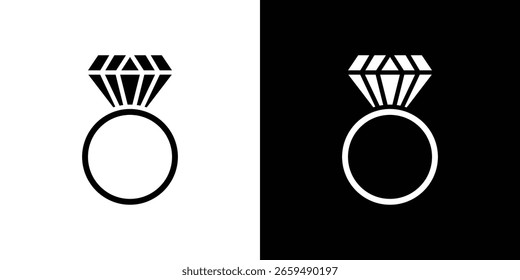 Diamond ring icon black silhouette for web, and mobile app