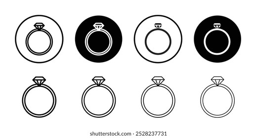 Diamond ring icon Black and white outline vector