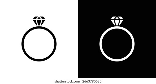 Icono de anillo de diamante. paquete de iconos de línea en blanco y negro.
