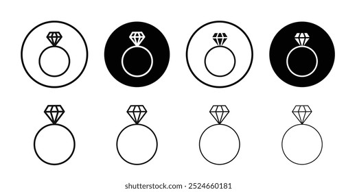 Diamond ring icon Collection of flat thin outline vector