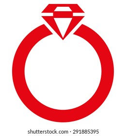 Diamond Ring icon from Commerce Set. Vector style: flat symbol, red color, rounded angles, white background.