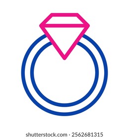 Diamond ring icon. Concept of engagement, marriage, and wedding.