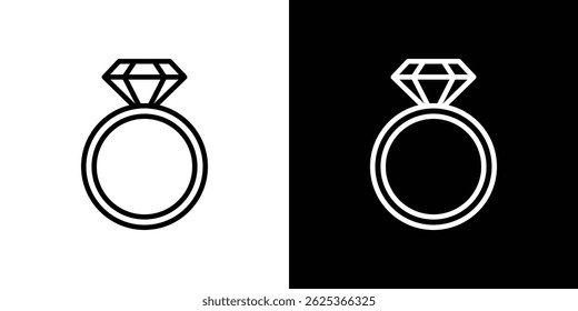 Diamond ring icon concept stroke on white background