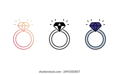 Diamond Ring icon design with white background stock illustration