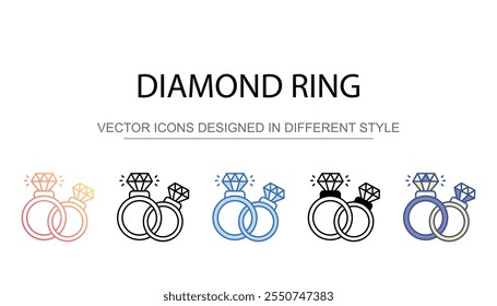 Diamond Ring icon design with white background stock illustration