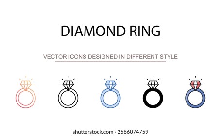 Diamond Ring icon design with white background stock illustration