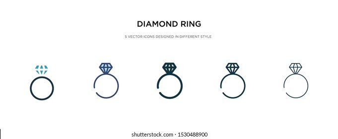 diamond ring icon in different style vector illustration. two colored and black diamond ring vector icons designed in filled, outline, line and stroke style can be used for web, mobile, ui