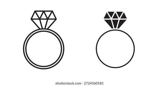 Icono de anillo de diamante en estilo doodle y stroke.