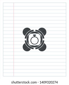 diamond ring icon draw with pencil effect. Vector Illustration. Detailed.