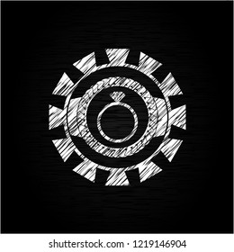 diamond ring icon drawn chalk emblem, retro style, chalk or chalkboard texture
