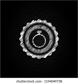diamond ring icon drawn with chalkboard texture