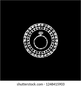 diamond ring icon drawn on a blackboard