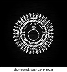 diamond ring icon drawn on blackboard