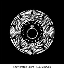 diamond ring icon drawn on a blackboard
