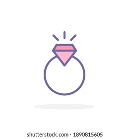 Diamond ring icon in filled outline style. For your design, logo. Vector illustration.