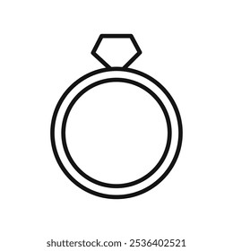 Diamond ring icon Flat art illustration in outline