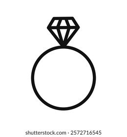 Diamond ring icon flat line symbol set.