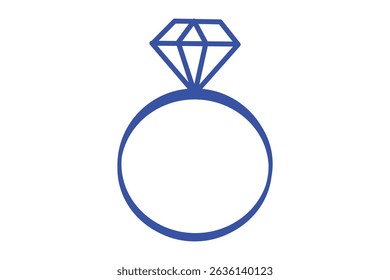 Diamond ring icon flat line symbol set.
