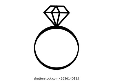Diamond ring icon flat line symbol set.
