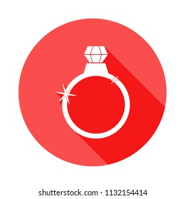 Diamond ring icon in Flat, Long shadow