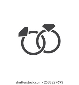 Diamond ring icon Flat simple outline set