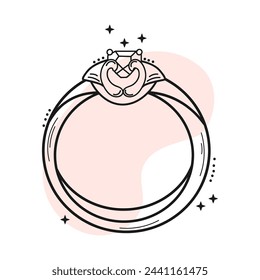 Diamond ring icon. Hand drawing. Jewelry